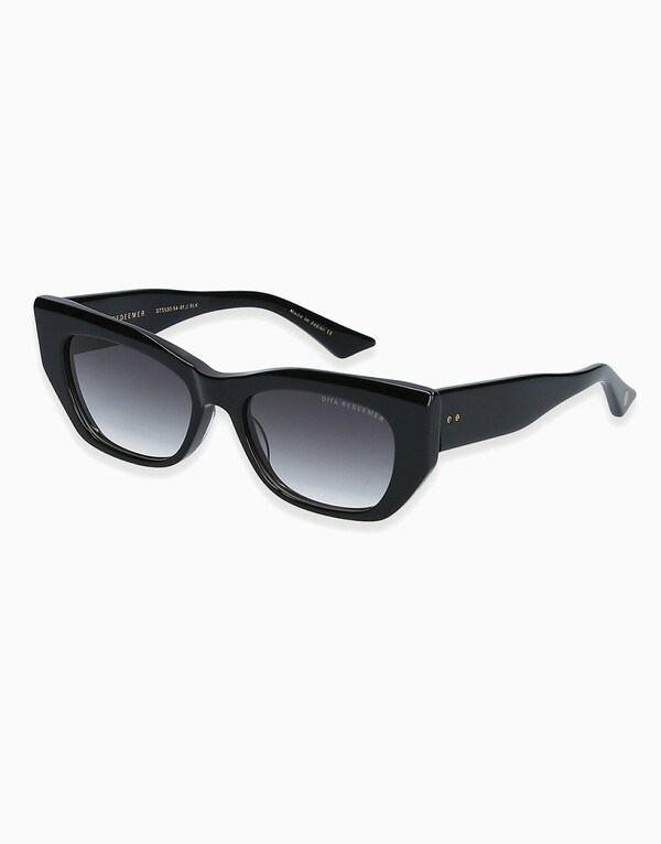 Black/Grey Angular Cat-Eye Sunglasses