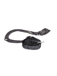 Silver Multi-Patterned Leather Belt