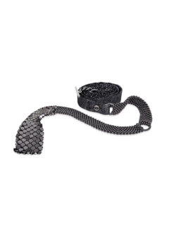 Silver Multi-Patterned Leather Belt