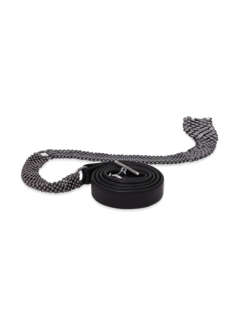 Black-and-Silver Multi-Patterned Leather Belt