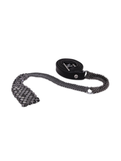 Black-and-Silver Multi-Patterned Leather Belt