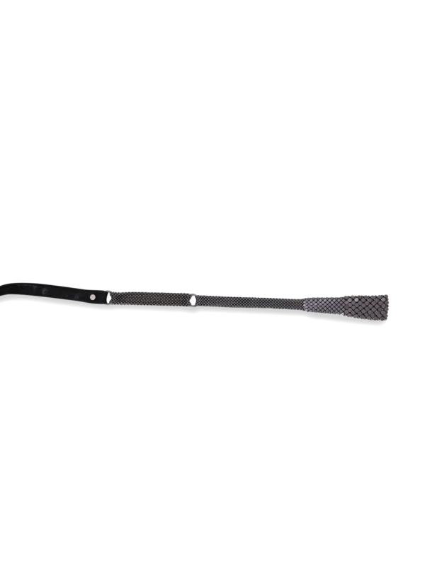 Black-and-Silver Multi-Patterned Leather Belt
