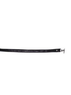 Black-and-Silver Multi-Patterned Leather Belt