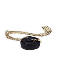 Black-and-Gold Multi-Patterned Leather Belt