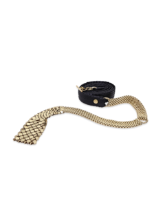 Black-and-Gold Multi-Patterned Leather Belt
