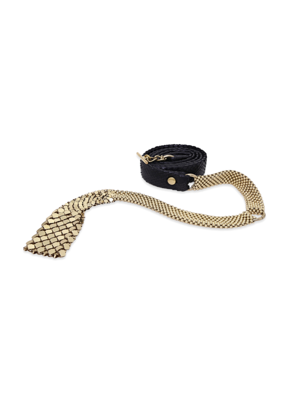 Black-and-Gold Multi-Patterned Leather Belt