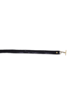 Black-and-Gold Multi-Patterned Leather Belt