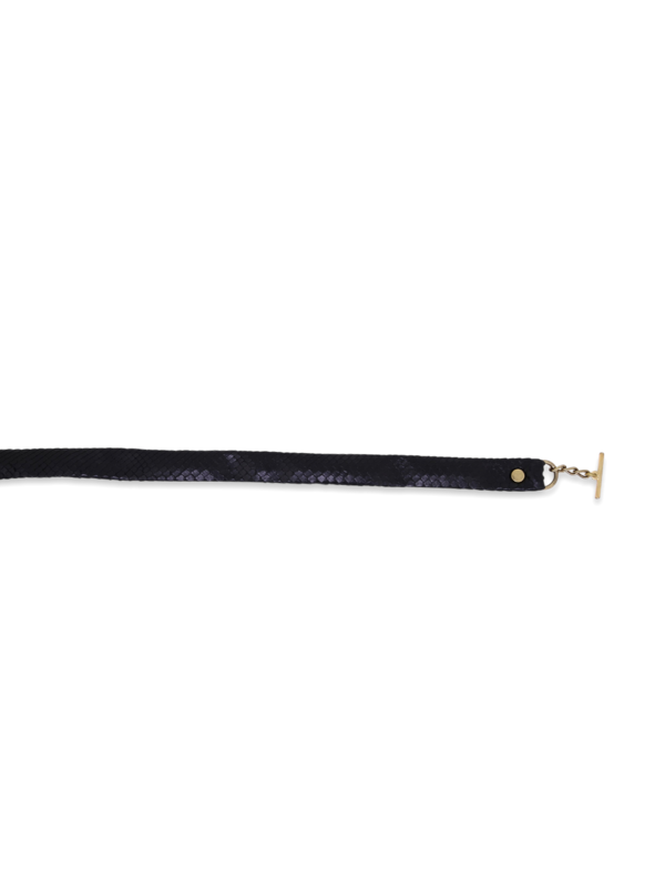 Black-and-Gold Multi-Patterned Leather Belt