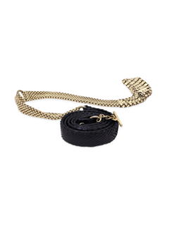 Black-and-Gold Multi-Patterned Leather Belt