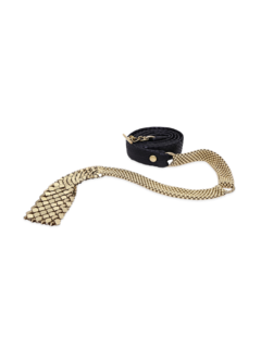 Black-and-Gold Multi-Patterned Leather Belt