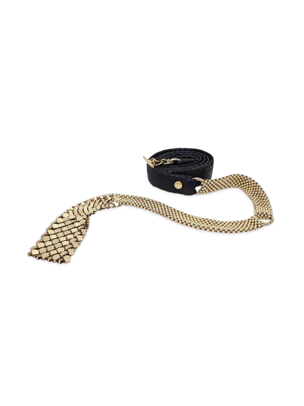 Black-and-Gold Multi-Patterned Leather Belt