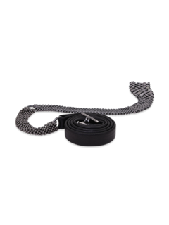 Black-and-Silver Multi-Patterned Leather Belt
