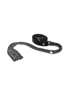 Black-and-Silver Multi-Patterned Leather Belt