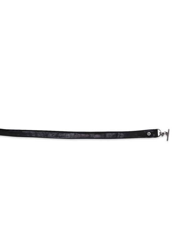 Black-and-Silver Multi-Patterned Leather Belt