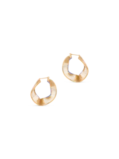 أقراط حلقية مطلية بالمينا بتصميم أمواج مرصعة بالألماس | ذهب أصفر عيار 18 قيراط