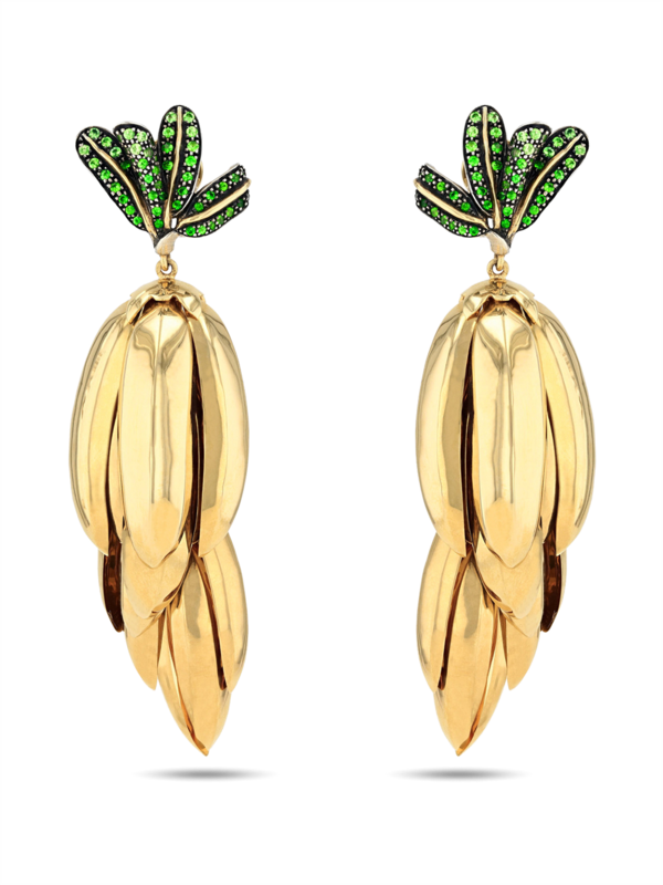 Gold Banana Statement Earrings