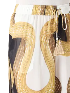 Eyelet Detail 3D Straw Palazzo Pants
