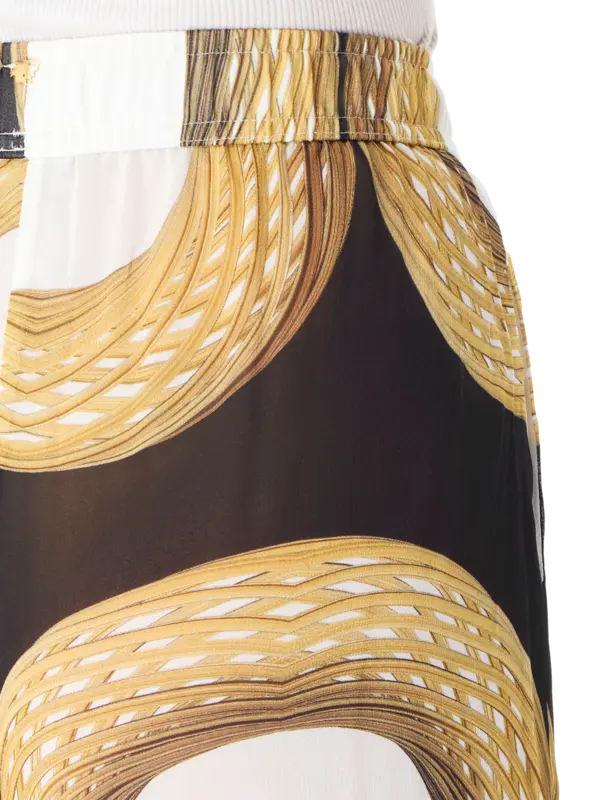 Eyelet Detail 3D Straw Palazzo Pants