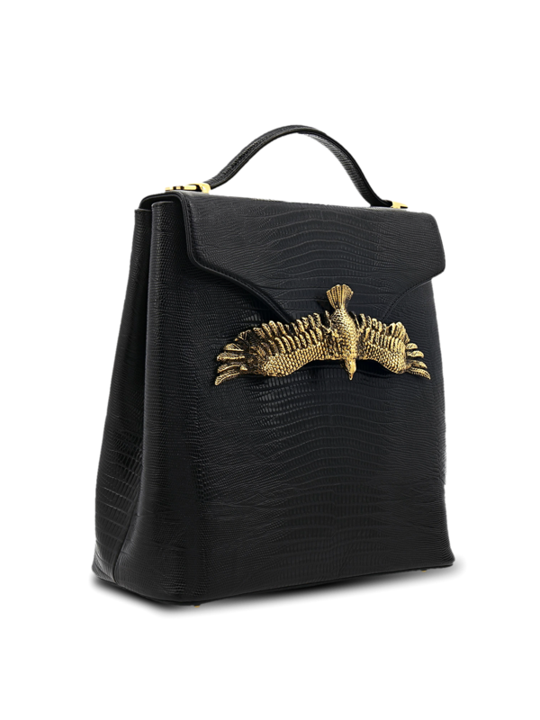 Structured Backpack with Eagle Embellishment