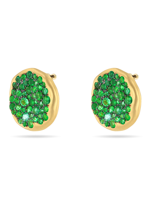 Gold and Emerald Statement Meteor Studs