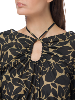 LUCIA SILK/COTTON KEYHOLE NECK DRESS