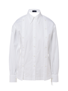 MIGUEL GATHERED SLEEVE COTTON SHIRT