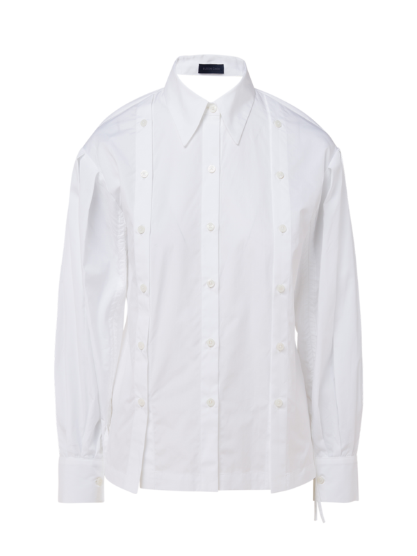 MIGUEL GATHERED SLEEVE COTTON SHIRT