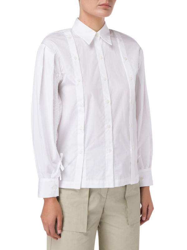 MIGUEL GATHERED SLEEVE COTTON SHIRT