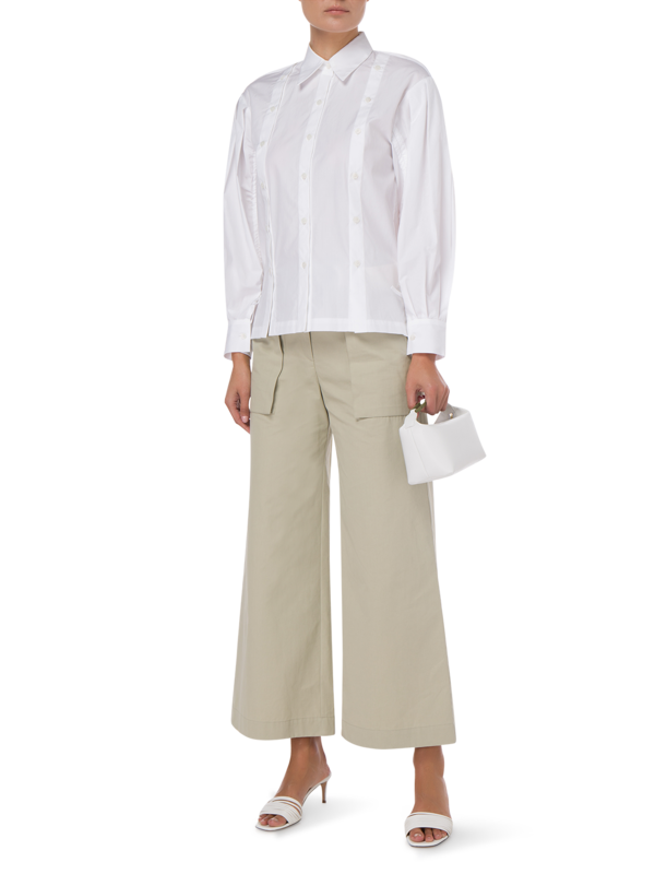 MIGUEL GATHERED SLEEVE COTTON SHIRT