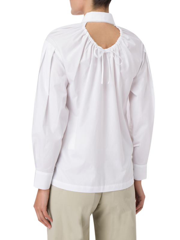 MIGUEL GATHERED SLEEVE COTTON SHIRT