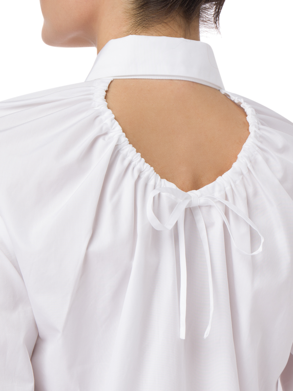 MIGUEL GATHERED SLEEVE COTTON SHIRT