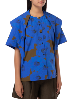 ALIPHA COTTON POPLIN NECK SCARF SHIRT