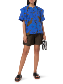 ALIPHA COTTON POPLIN NECK SCARF SHIRT