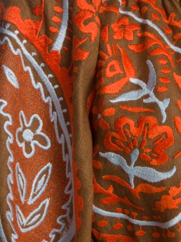 Olive Brown Embroidered Ece Maxi Dress