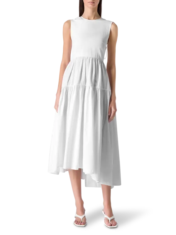 فستان روث متوسط الطول من القطن بدون أكمام