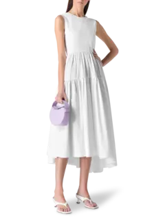 فستان روث متوسط الطول من القطن بدون أكمام