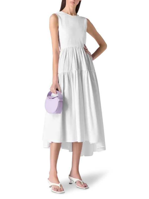 فستان روث متوسط الطول من القطن بدون أكمام