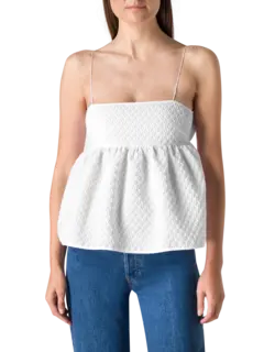 بلوزة سيلينا بلوسوم منقوشة بحمالات وحزام باجيت