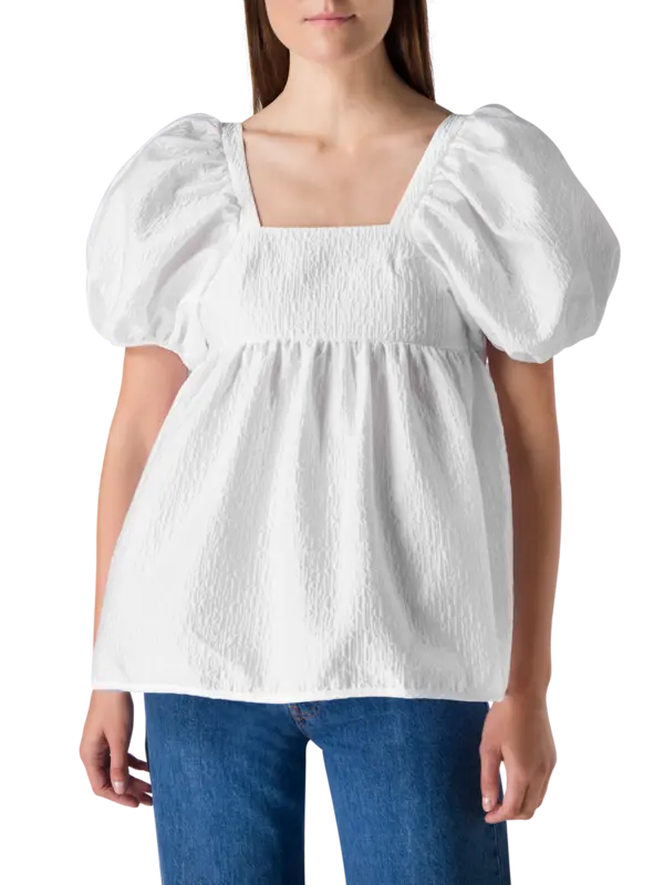 بلوزة ألما ستريا بأكمام منفوخة مزينة بنقوش بارزة