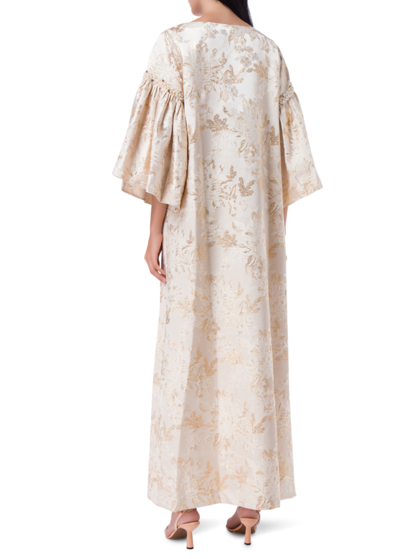 OFF WHITE COLOUR CAFTAN WITH BEADED PUFF SLEEVE