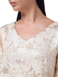 OFF WHITE COLOUR CAFTAN WITH BEADED PUFF SLEEVE