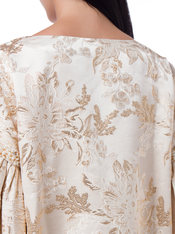 OFF WHITE COLOUR CAFTAN WITH BEADED PUFF SLEEVE