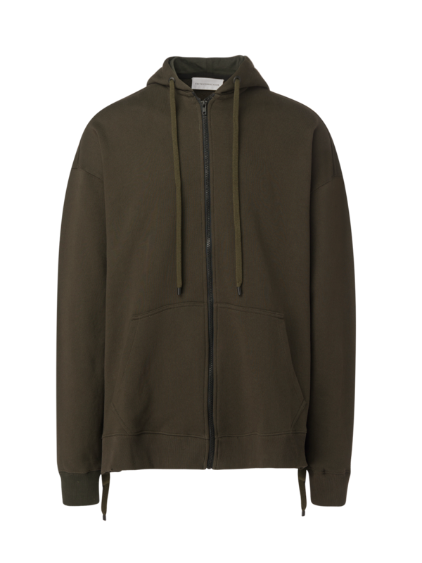 Self-Tie Zippered Hoodie
