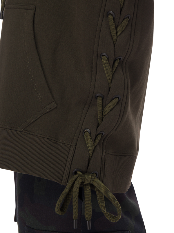 Self-Tie Zippered Hoodie