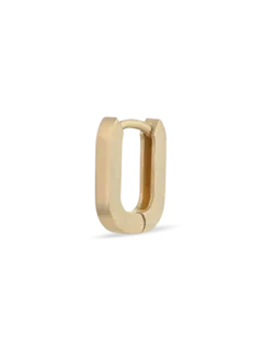 أقراط حلقية مفردة صغيرة بيضاوية الشكل من الذهب الأصفر غير اللامع عيار 18 قيراط