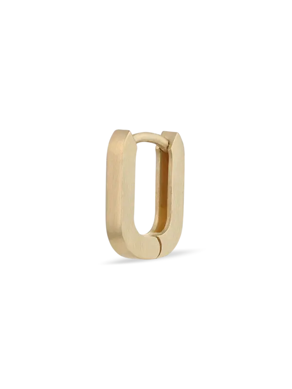 أقراط حلقية مفردة صغيرة بيضاوية الشكل من الذهب الأصفر غير اللامع عيار 18 قيراط