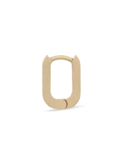 أقراط حلقية مفردة صغيرة بيضاوية الشكل من الذهب الأصفر غير اللامع عيار 18 قيراط