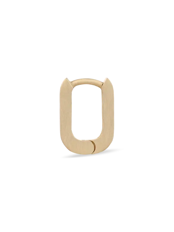 أقراط حلقية مفردة صغيرة بيضاوية الشكل من الذهب الأصفر غير اللامع عيار 18 قيراط