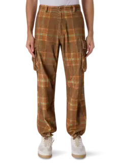 بنطال كارجو من قماش مخملي مضلع مزين بطبعة