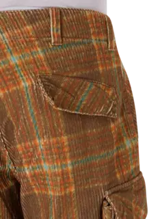 بنطال كارجو من قماش مخملي مضلع مزين بطبعة